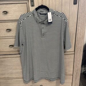 Men’s Cutter and Buck Shirt Polo NWT XL Golf Navy stripes